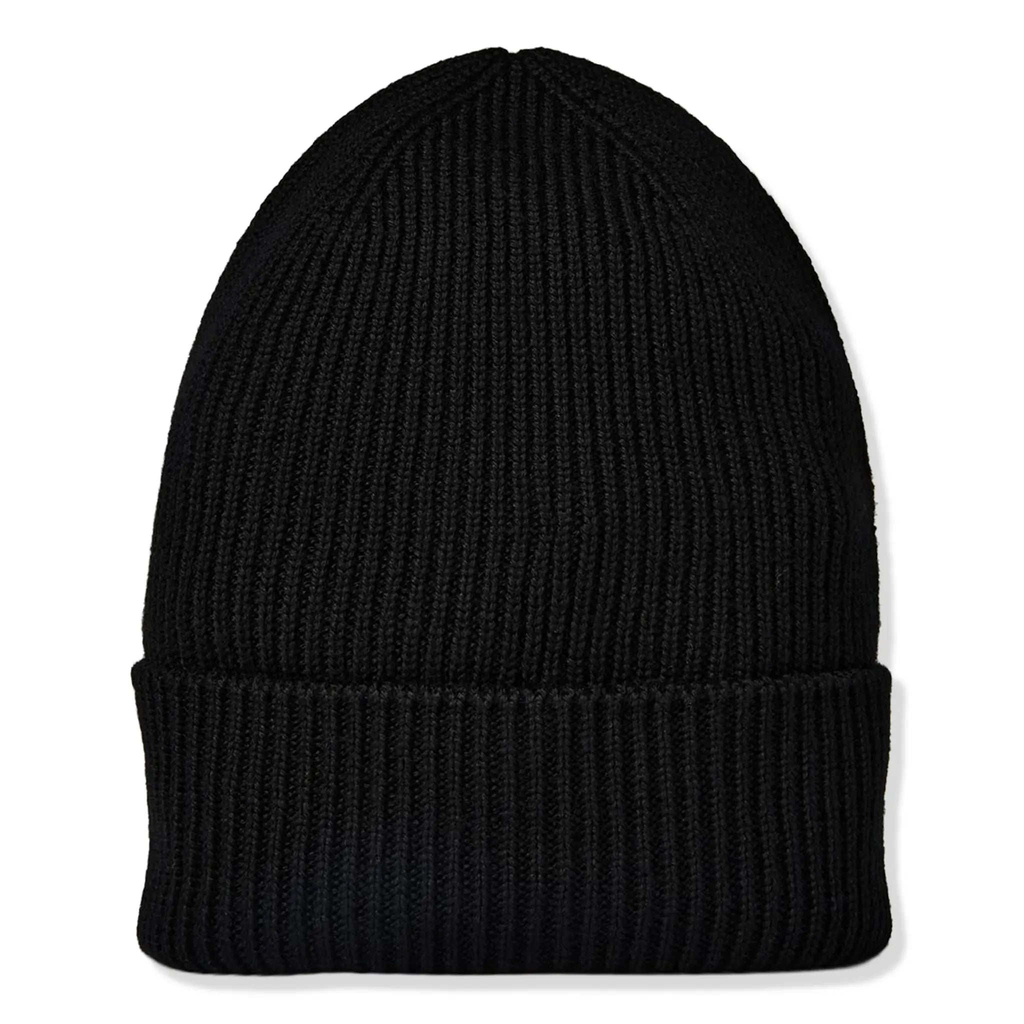 Back View of Moncler Logo Wool Mens Black Beanie K20913B70500A9342